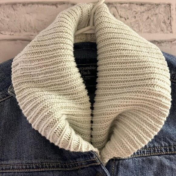 Abercrombie & Fitch Denim Jacket Size XS Knit Waterfall Front - Picture 2 of 6